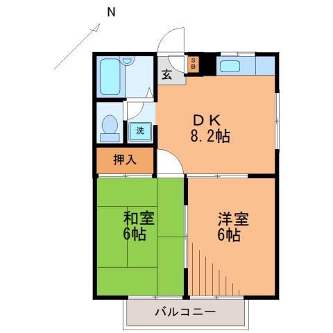 アントレー鷺沼(2DK/1階)の間取り写真
