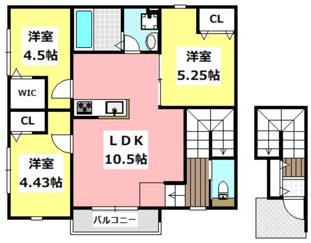 LOYAL PINE イースト(3LDK/2階)の間取り写真