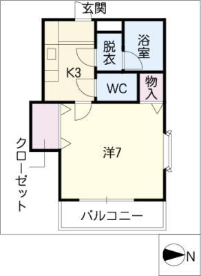 ケルビーノ(1K/1階)の間取り写真