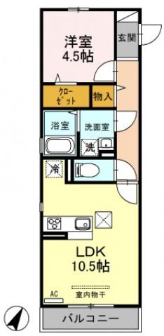 アンラージュ 305(1LDK/3階)の間取り写真