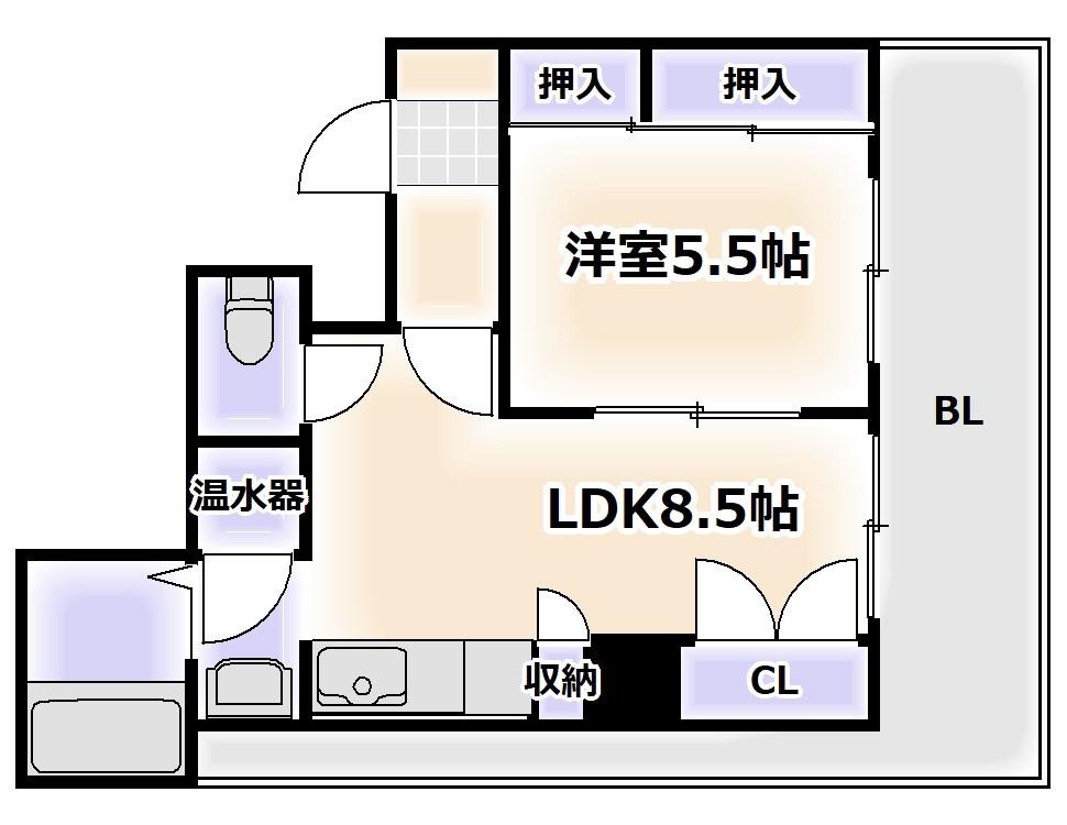 GSハイム日本橋(1LDK/8階)の間取り写真