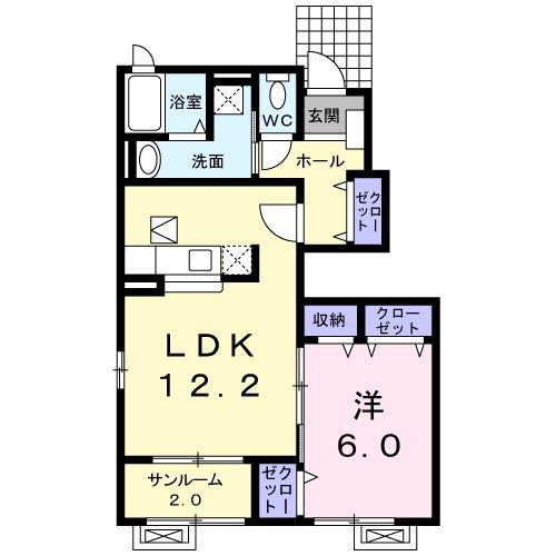 プロムナード・ゴチA(1LDK/1階)の間取り写真