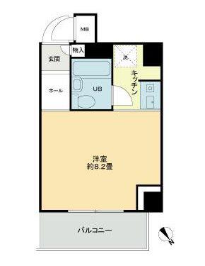 ライオンズマンション神戸西元町(1K/3階)の間取り写真