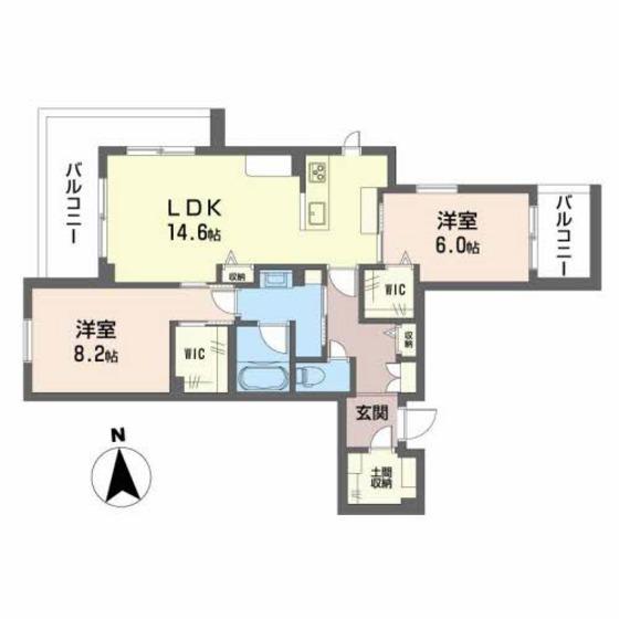 クロムノワール(2LDK/2階)の間取り写真