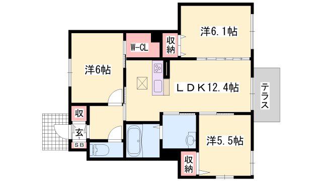 MASTCOURT新野辺(3LDK/1階)の間取り写真