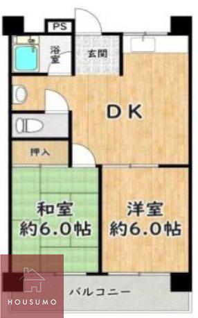 ハイツ米屋(2DK/4階)の間取り写真