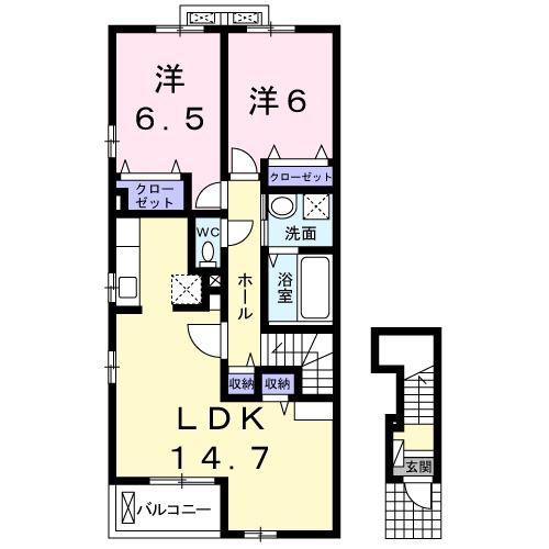 プルメリア(2LDK/2階)の間取り写真
