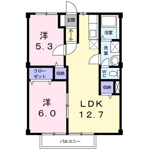 クレアール21(2LDK/1階)の間取り写真