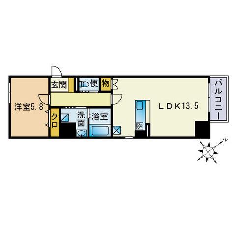 ロータス博多(1LDK/7階)の間取り写真