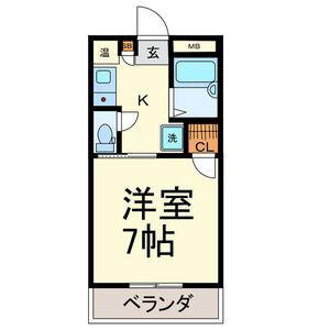 第3クリスタル(1K/2階)の間取り写真