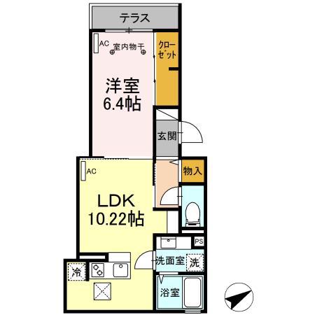 ムーンヒルズ・T(1LDK/1階)の間取り写真