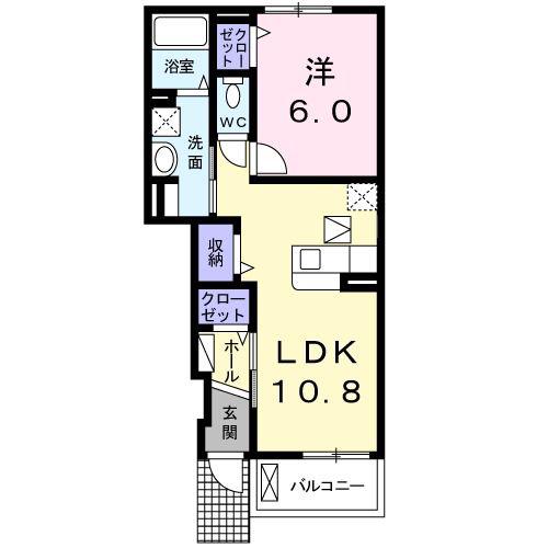 ラフィネII(1LDK/1階)の間取り写真
