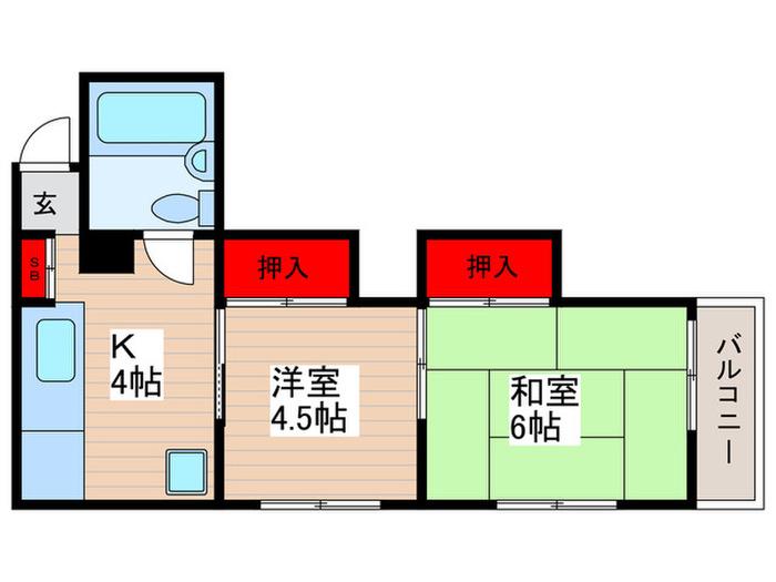 幸栄ハイツ(2K/2階)の間取り写真