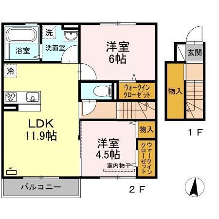 シュロスモリオ(2LDK/2階)の間取り写真