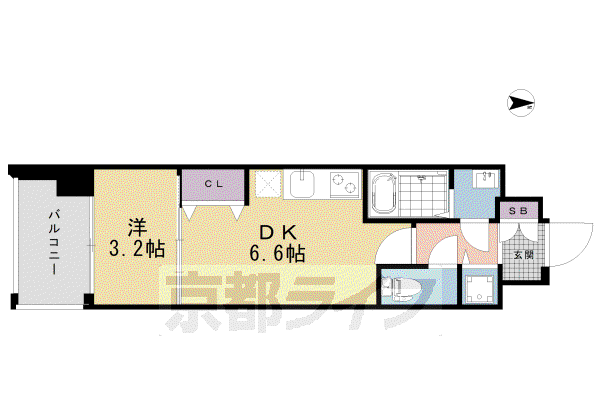 THE GARNET MILLENNIUM KYOTO九条烏丸(1DK/5階)の間取り写真