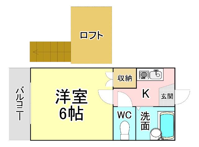 オアシス北方(1K/1階)の間取り写真