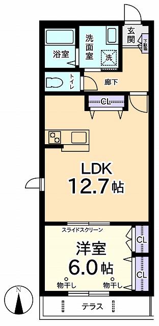 ウェスティン・ドルフ(1LDK/2階)の間取り写真