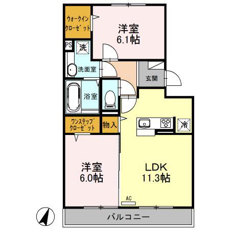 ラ・メール(2LDK/2階)の間取り写真