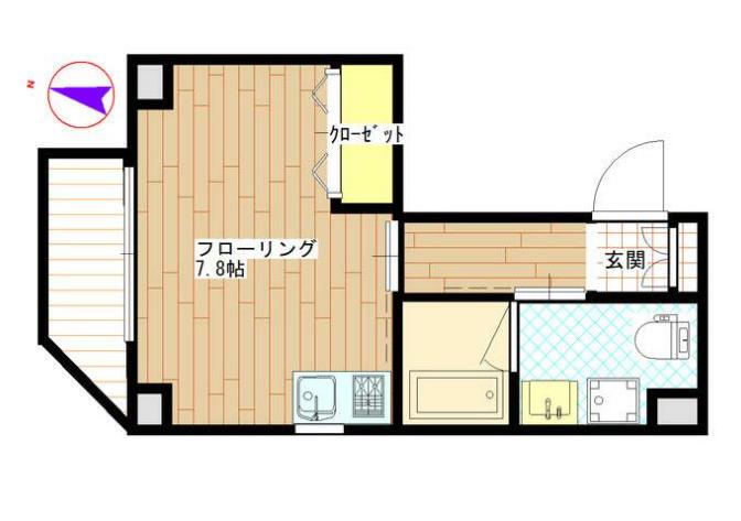 アンシャンテⅡ(ワンルーム/4階)の間取り写真