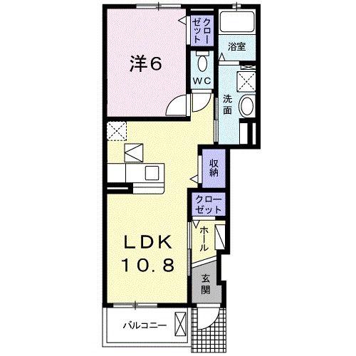 サニーヒルサイドII(1LDK/1階)の間取り写真