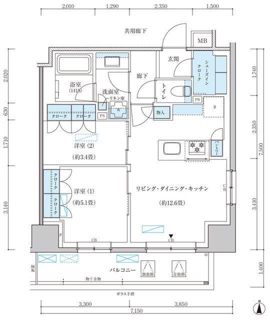 パークアクシス池袋イースト(2LDK/11階)の間取り写真