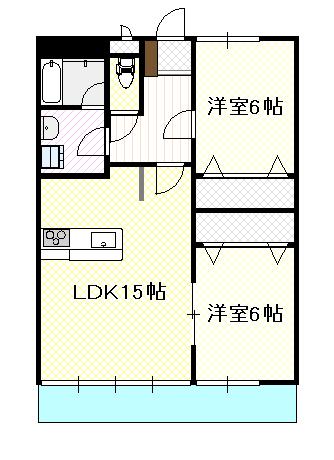 パルフォース(2LDK/2階)の間取り写真