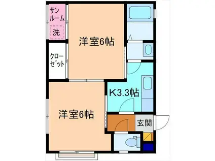 メゾンメニフィー(2K/2階)の間取り写真