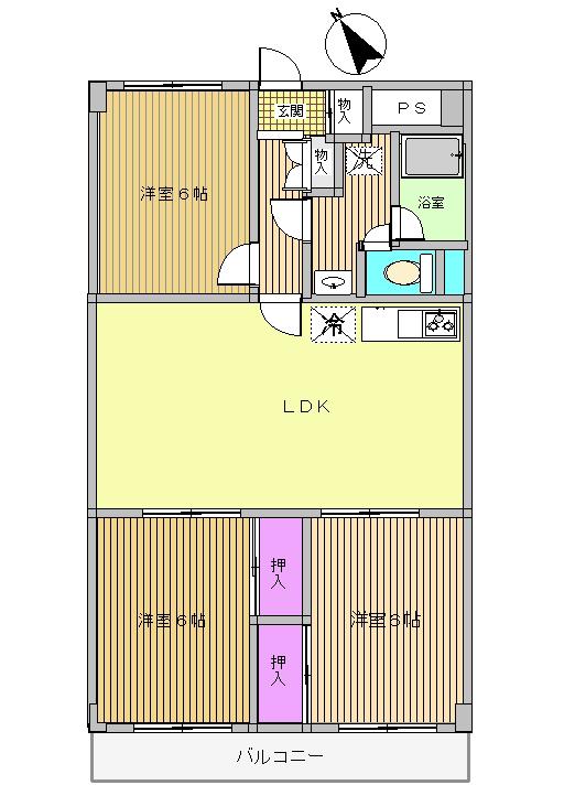グレイスムラタ(3LDK/4階)の間取り写真