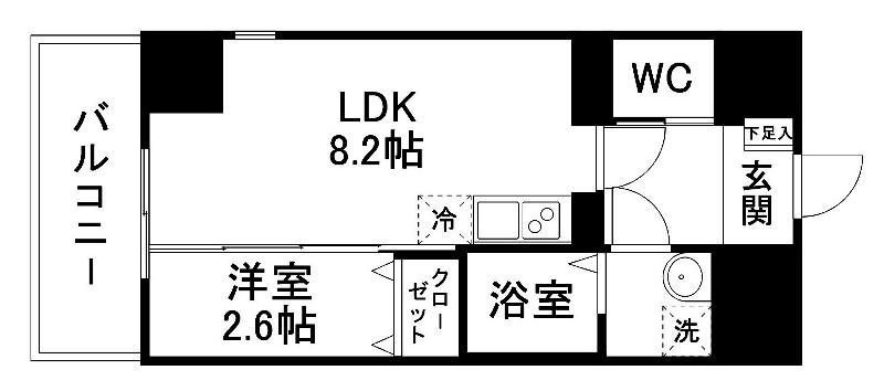 グラン・ドミール小田原弓ノ町(1LDK/11階)の間取り写真