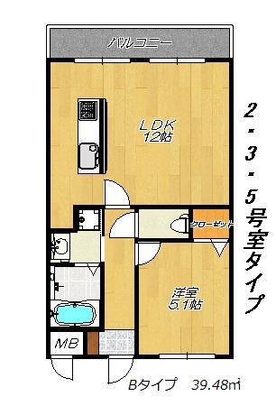 ココヴィアラッテ (1LDK/2階)の間取り写真
