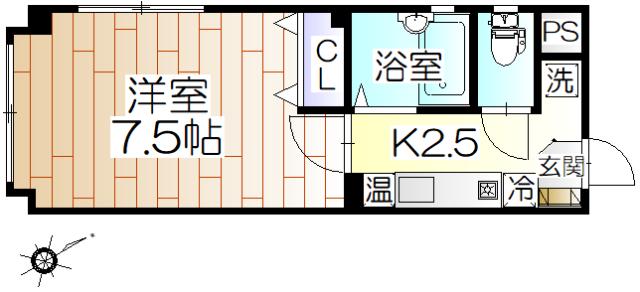 アマランス南大畑(1K/1階)の間取り写真