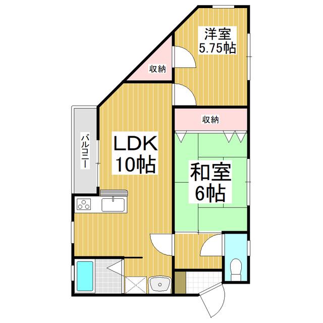 アプルハイツ南(2LDK/3階)の間取り写真