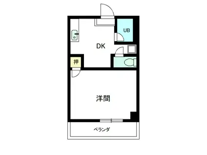 セイントビル(1DK/3階)の間取り写真