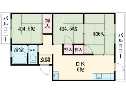 飯田マンション(3DK/3階)の間取り写真