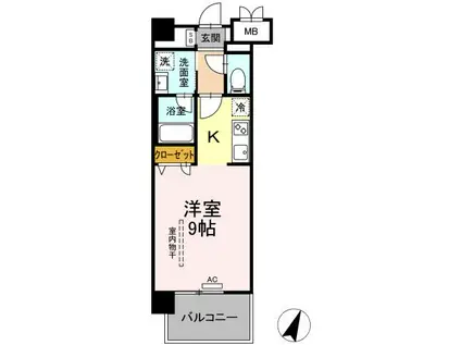 美野島レジデンス(1K/4階)の間取り写真