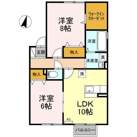 セジュールRAYA(2LDK/2階)の間取り写真