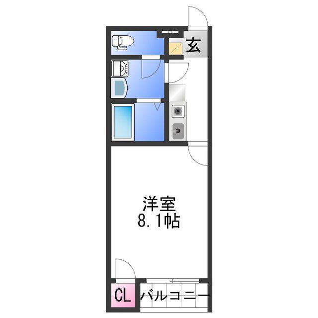 クレイノ雄の浦(1K/2階)の間取り写真