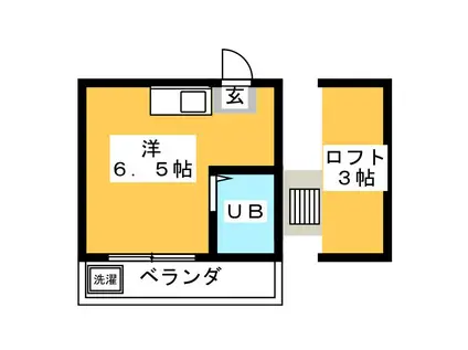 ハウス浅間(ワンルーム/1階)の間取り写真