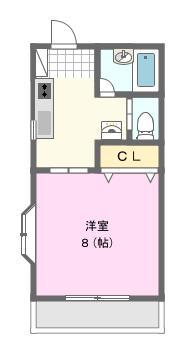 溜屋ハイツV(1K/2階)の間取り写真