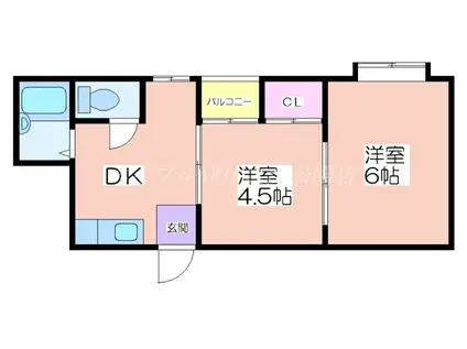 ロイヤル西加賀屋(2DK/5階)の間取り写真