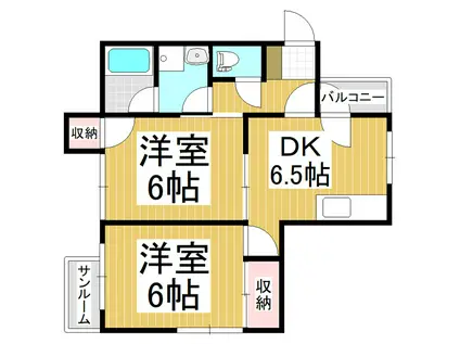 ハイツウィング金子(2DK/1階)の間取り写真