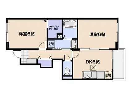 アップルトーン(2DK/1階)の間取り写真