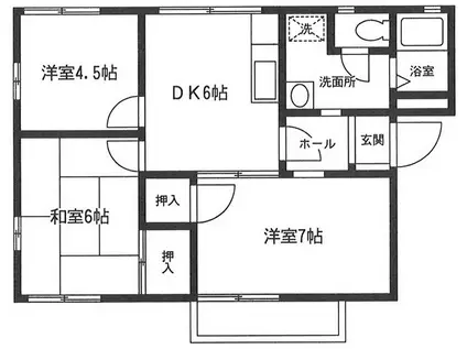 リニアクラシコ・ドゥエ(3DK/1階)の間取り写真