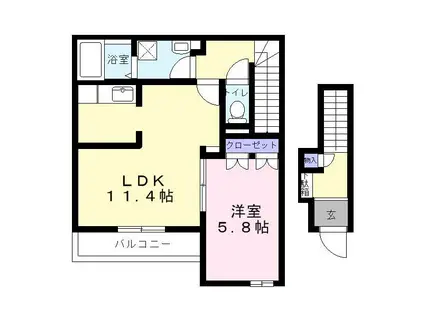 エトワール桜(1LDK/2階)の間取り写真