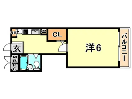 ラピート兵庫(1K/2階)の間取り写真