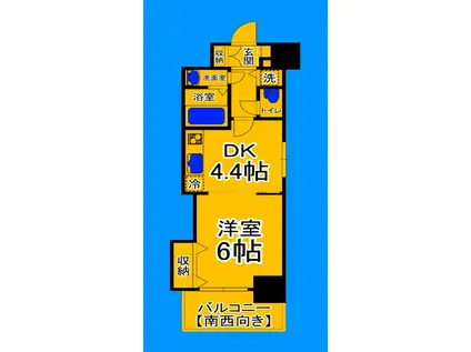 TKアンバーコート堺東II(1DK/6階)の間取り写真