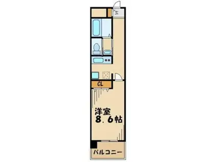 プレジール南大沢(1K/2階)の間取り写真