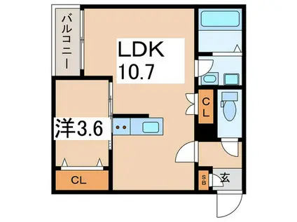 綾瀬市上土棚中Z-MAISON(1LDK/3階)の間取り写真