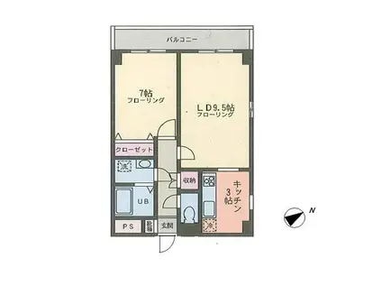 佐藤第1マンション(1LDK/3階)の間取り写真
