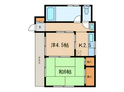 田中荘(2K/1階)の間取り写真